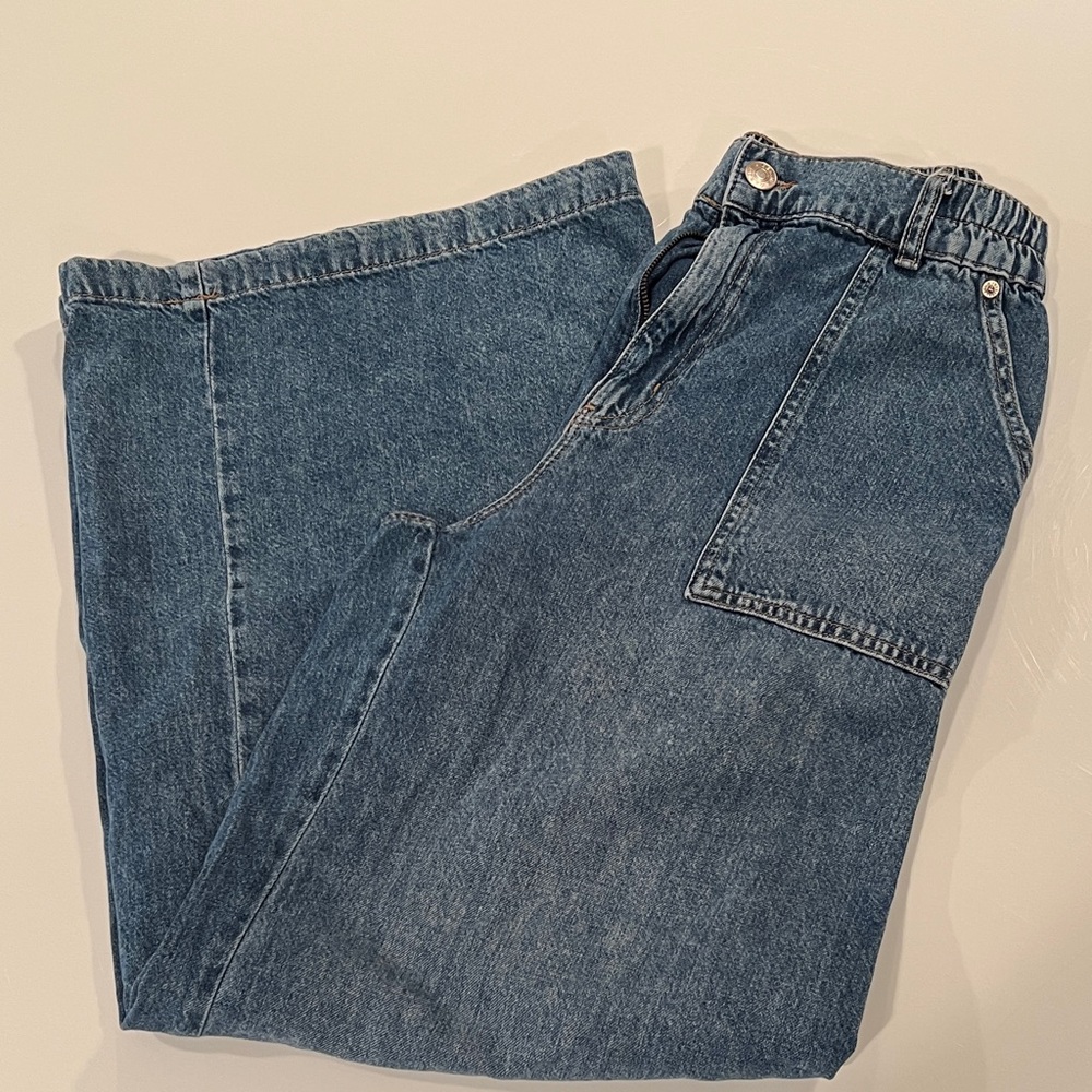 Wide Leg Blue Denim Jeans